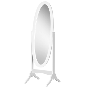 HOMCOM Ovaler freistehender Spiegel im Shabby Chic-Stil mit verstellbarer Neigung, Maße 48L x 46B x 147H cm - MDF Weiß