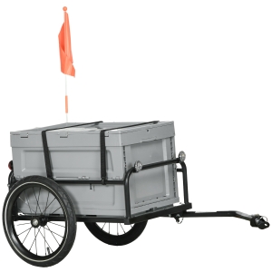 HOMCOM Fahrradanhänger mit abnehmbarer und klappbarer 65L Aufbewahrungsbox, maximale Traglast 40KG