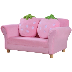 HOMCOM Canapé pour Enfants Fauteuil pour Enfants Sofa Chaise Enfants Chambre Enfants Canapé Doux Double Canapé Simple(Sofa Fraise)