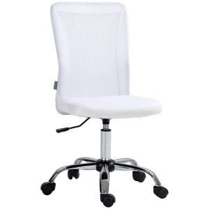 Vinsetto Bürostuhl ergonomisch höhenverstellbar verchromtes Gestell 360° drehbarer Mesh-Stoffbezug Weiß
