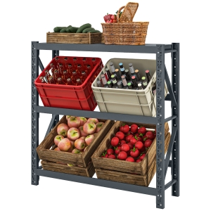 HOMCOM Etagère à caisses de boissons, jusqu'à 6 caisses, réglable en hauteur, cadre en acier, 110x30x110 cm, Gris