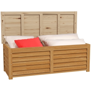 Outsunny Aufbewahrungstruhe für den Außenbereich Garten 176L aus Holz mit Griff, Maße: 130L x 50B x 45H cm