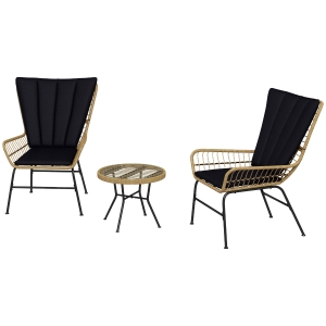 Outsunny Ensemble de bistro Ensemble de mobilier de balcon Ensemble de mobilier de balcon, style bohème, résistant aux intempéries, 78 x 68 x 95 cm, Noir