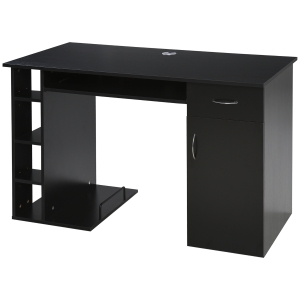 HOMCOM Computertisch Multifunktionaler Schreibtisch mit Regalen, Schublade, Tastaturablage aus MDF 120 x 60 x 74 cm - Schwarz