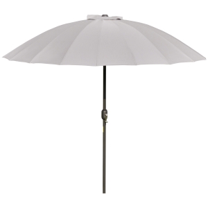 Outsunny Sonnenschirm runder Gartenschirm neigbar mit 18 Glasfaserstreben Kurbel Mast aus Metall Glasfaser Ø 2,5 m dichtes Polyester-Gewebe in Grau