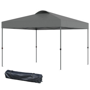 Outsunny Pawilon Ogrodowy, Składany Pawilon, Namiot Festiwalowy, Namiot Ogrodowy w zestawie z Heringami i Linami Napinającymi, Materiał Oxford, 2,95 x 2,95 x 2,64m, Szary