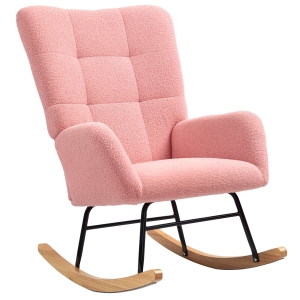 HOMCOM Schaukelstuhl, kuscheliger Bezug, dicke Polsterung, rutschfest, Rosa