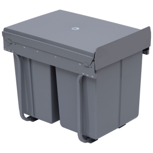 HOMCOM Pattumiera Estraibile da 40L con 3 Contenitori per Raccolta Differenziata, 48x34.2x41.8 cm, Grigio