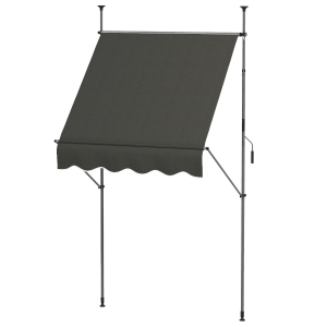 Outsunny Freistehende manuelle ausfahrbare Markise 1,5L x 1,2B x 2,1-3H m einstellbare Neigung Metall Alu Polyester Dunkelgrau