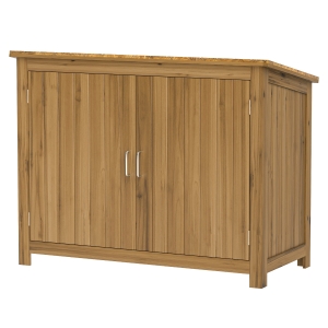 Outsunny Armoire de jardin en bois abri de jardin extérieur avec toit incliné, 2 étagères et 2 portes, 110 x 50 x 85 cm, marron