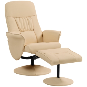 HOMCOM Relaxsessel mit Fußstütze, Relaxsessel mit Sitzdrehung 360° und verstellbarer Rückenlehne