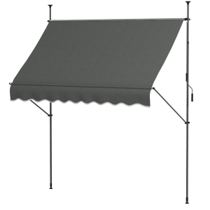 Outsunny Freistehende manuelle ausziehbare Markise 2,5 x 1,2 x 2,1-3 m verstellbare Neigung Metall Alu Polyester dunkelgrau