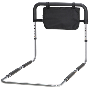 HOMCOM Barre d'appui lit barrière sécurisée protection poignée réglable 5 hauteurs pochette rangement 87Lx51,5lx45-55H cm