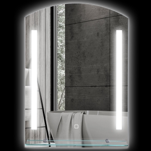 kleankin Miroir de salle de bain avec éclairage LED, élégant et de haute qualité, Verre, Aluminium, Plastique, 50L x 12P x 70H cm