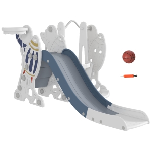 AIYAPLAY Juego de Tobogán y Columpio para Niños 3 en 1 Columpio para Niños de 18-48 Meses Carga 30 kg 150x185x92 cm Blanco y Azul