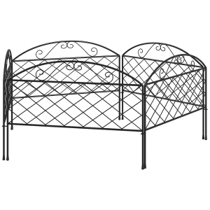 Outsunny Lot de 5 panneaux de clôture de jardin décoratives en métal, bordure de jardin, parterre de fleurs - dim. 305 x 43 cm