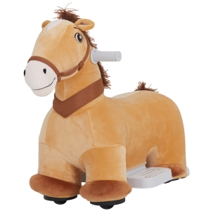 AIYAPLAY 6V Elektrisches Reitpferd für Kinder, Batteriebetrieb, Mit Musikfunktion und Vorwärtsbewegung, 18-36 Monate, Braun