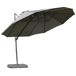 Outsunny Ombrellone Doppio da Giardino in Metallo e Poliestere Anti-UV Impermeabile, 445x270x260cm, Grigio