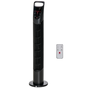 HOMCOM Turmventilator, 3 Modi, leiser Betrieb, Timer, Fernbedienung, 18x78,5cm, Schwarz