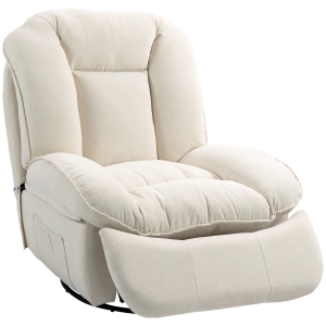 HOMCOM Relaxsessel, verstellbar, 104x100x102cm/164x76cm, Cremeweiß