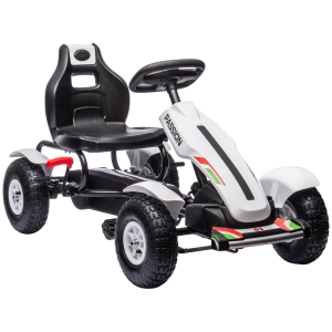 HOMCOM Kids Pedal Go Kart Adjustable Seat White 5-12 Years