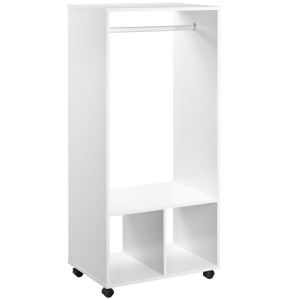 HOMCOM Mobile Appendiabiti con Barra in Alluminio e 2 Ripiani Aperti, in Truciolato, 60x40x128 cm, Bianco