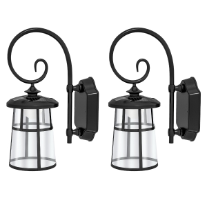 Outsunny Lot de 2 lampes murales appliques solaires LED pour l'extérieur IP44 16,5x25,5x41cm noir