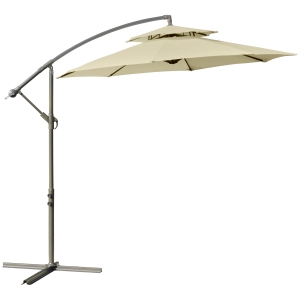 Outsunny 2.7m Cantilever Parasol Beige with Crank Handle