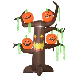HOMCOM 2.4m Inflatable Ghost Tree with Pumpkins & LEDs