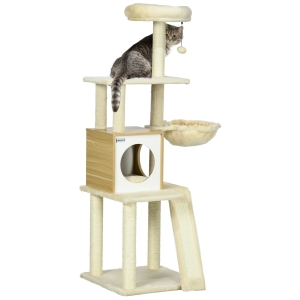 PawHut Albero per Gatti con Casetta Tiragraffi Posatoio e Paletto
