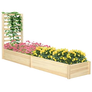 Outsunny Jardinière avec treillis bac à fleurs jardinière de jardin dim. 230L x 60l x 110H cm effet bois naturel