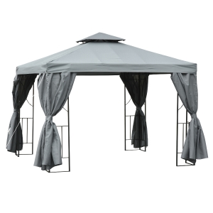 Outsunny 3x3m Garden Gazebo Dark Grey Party Tent