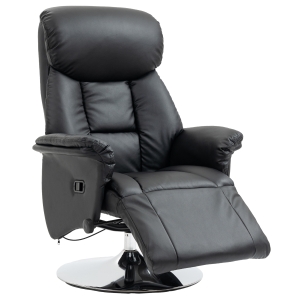 HOMCOM Relaxsessel, Liegefunktion, Lederoptik, Fußstütze, bis 150 kg, 78 x 80 x 109 cm, Schwarz