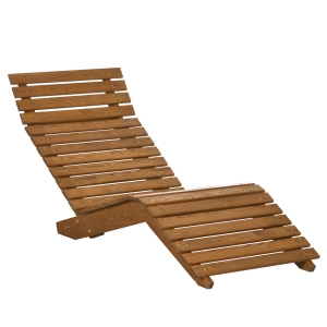 Outsunny Gartenliege, Sonnenliege, Massivholz, Braun, 66 x 170 x 77 cm