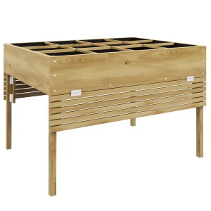 Outsunny Hochbeet mit 12 Trenngittern, klappbare Seitenregale, wetterfest, Tannenholz, 122 x 91,5 x 89 cm