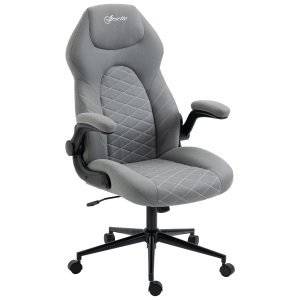 Vinsetto Bürostuhl mit Rückenlehne, höhenverstellbar, klappbare Armlehnen, Wippfunktion, Hellgrau