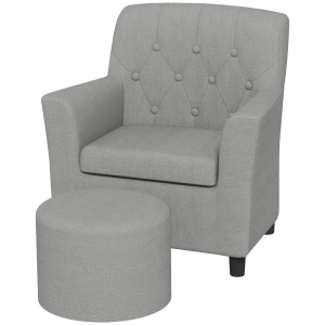 AIYAPLAY Kindersessel mit Hocker, Rückenlehne Diamantmuster, weiche Sitzfläche, Holzrahmen, Grau