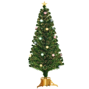 HOMCOM 5FT Prelit Christmas Tree Fibre Optics Green