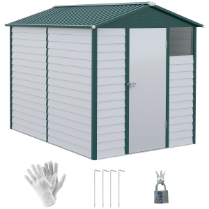 Outsunny Metal Garden Shed 9x6FT Lockable Green