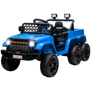 AIYAPLAY 12V Elektrisches Kinderauto, mit Anhänger, LED-Lichtern, Musik und Hupe, für Kinder im Alter von 3-8 Jahren, Hellblau