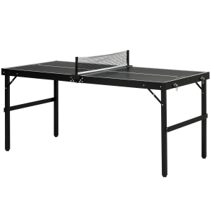 SPORTNOW Tischtennisset, faltbar, Schloss und Griff, Aluminiumrahmen, 152x76x72 cm, Schwarz