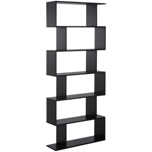HOMCOM Libreria Legno Design Moderno con 6 Ripiani 80 × 23 × 192cm Nero