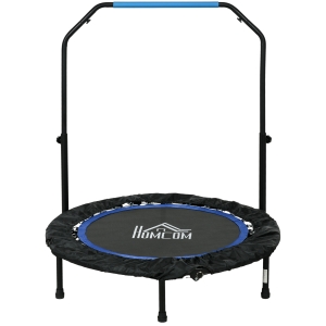 HOMCOM Fitnesstrampolin, klappbar, verstellbarer Haltegriff, Ø102x123H cm, bis 100 kg, Schwarz/Blau