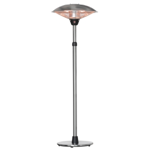 Outsunny Calefactor de Pie de Exterior 1200/1800/3000W Estufa de Infrarrojos con Altura Ajustable Ø58,5x160-200 cm Plata