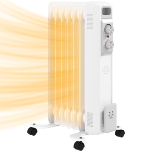 HOMCOM 1.5kW Seven Fin Oil-Filled Radiator - White