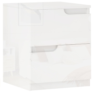 HOMCOM Comodino Moderno in Legno con 2 Cassetti e Design Lucido, 40x40x48 cm, Bianco