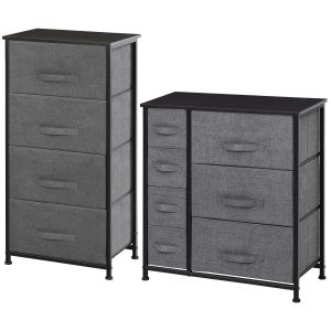 HOMCOM 2 Commodes Tissu 11 Tiroirs Métal