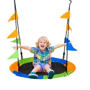 Outsunny Balançoire Nid Métal Multicolore Ø100cm 150kg