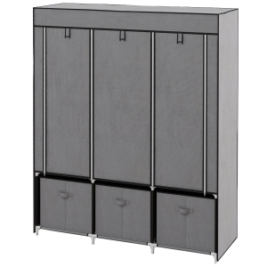HOMCOM Armoire de rangement en tissu pliable avec 5 étagères, 2 tringles et 3 tiroirs en tissu 125L x 43l x 162.5H cm