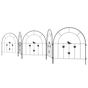 Outsunny Gartenzaun Zaun Stahl 300 cm x 70 cm hoch Dekorativer Gitterzaun Set Zaunelemente Schwarz